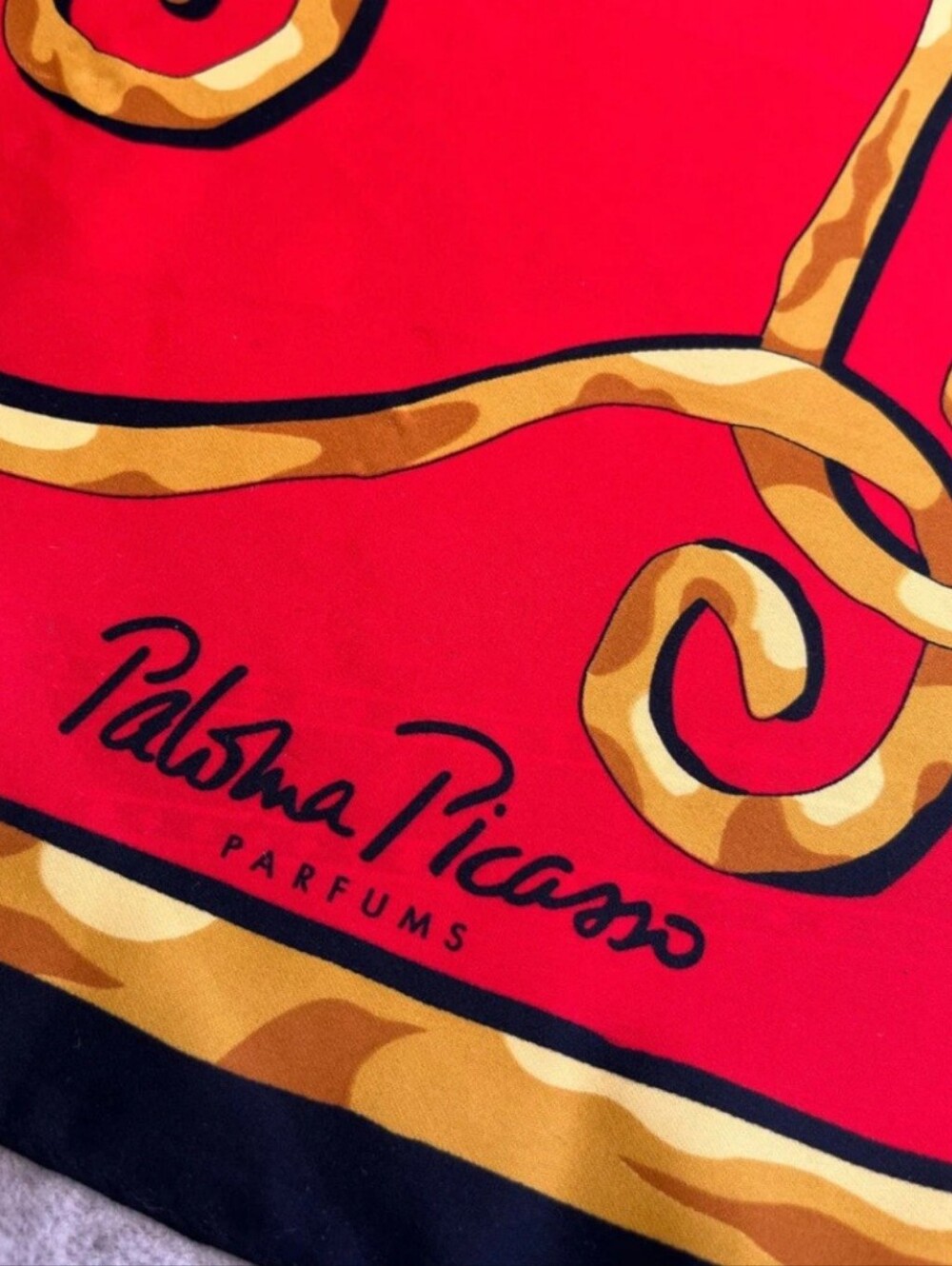 Vintage Paloma Picasso Parfums XOXO Astrological Zodiac Print Scarf 35" by 34" - Picture 4 of 5